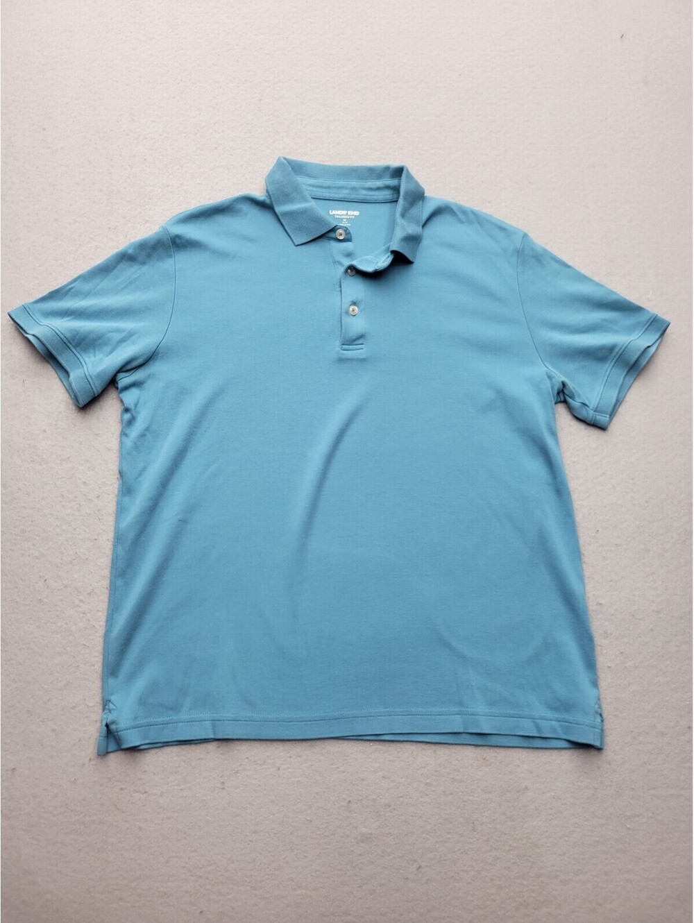 Lands' End Men's Polo Medium Blue 100% Cotton Peru Golf Performance Athletic